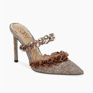 Sam Edelman Brown Textured Heels with Floral Detail